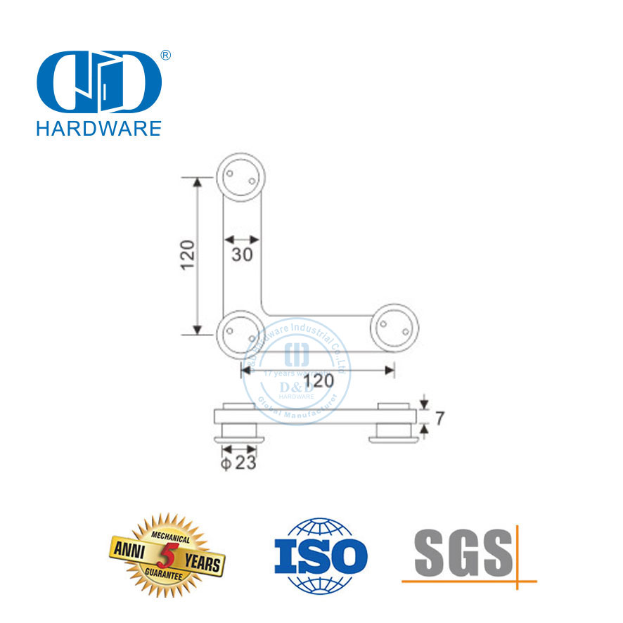 Stainless Steel Side Panel Over Panel Pivot Glass Hardware Glass Door Pivot-DDGP014