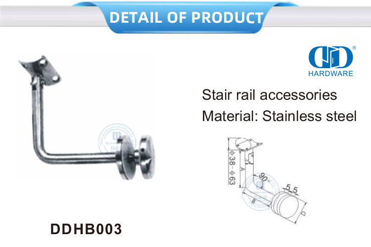 Stainless Steel Staircase Railing Wall Bracket Wall Mount Bracket Glass Fitting Handrail Bracket-DDHB003