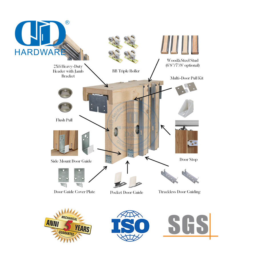 Stainless Steel Heavy Duty Bypass Sliding Pocket Door Frame Hardware Kitchen Cabinet Door Hardware-DDBD061