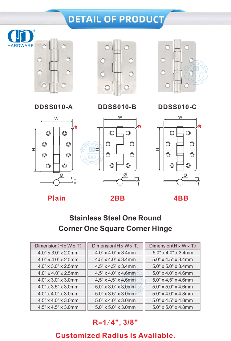Square and Round Corner Hinge