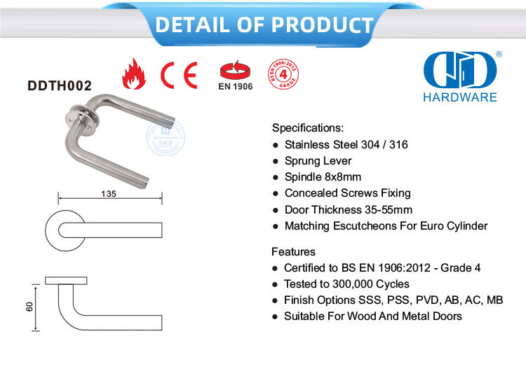 Concealed Screws Fixing Door Handle