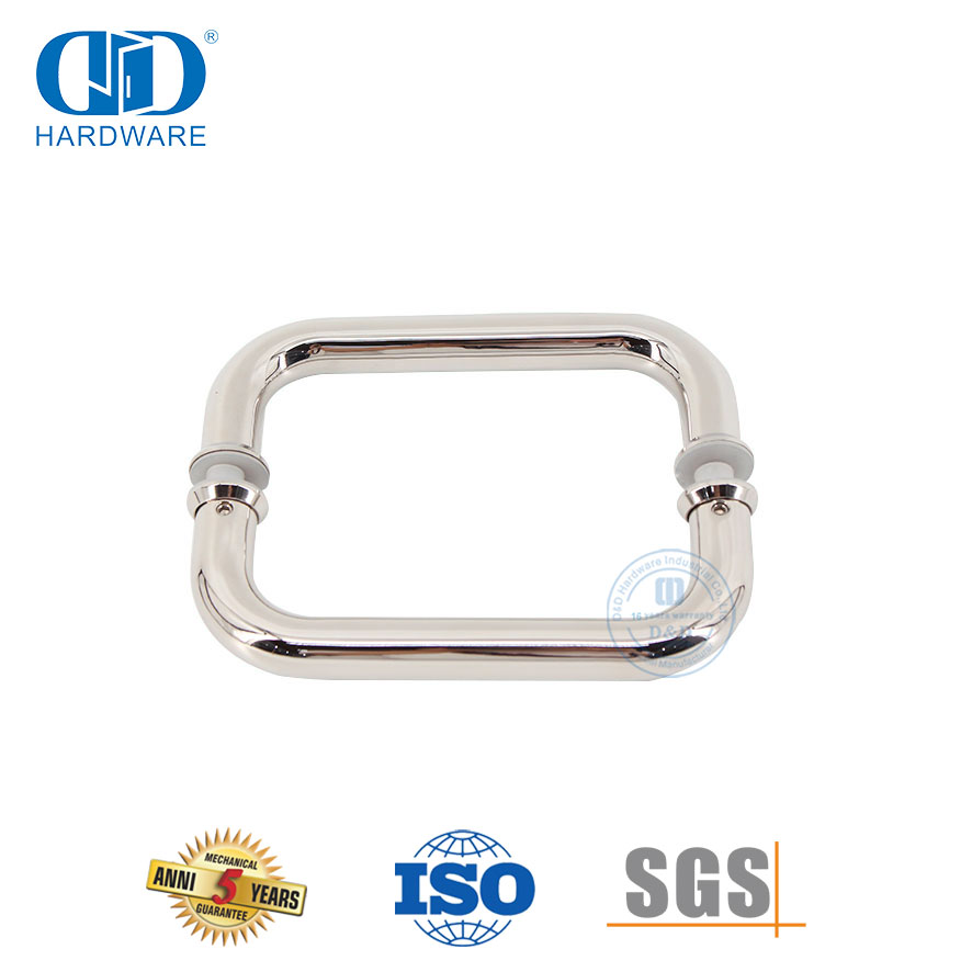 Polished Chrome Round Tube Stainless Steel Bathroom Door Knobs Glass Door Handle-DDPH007