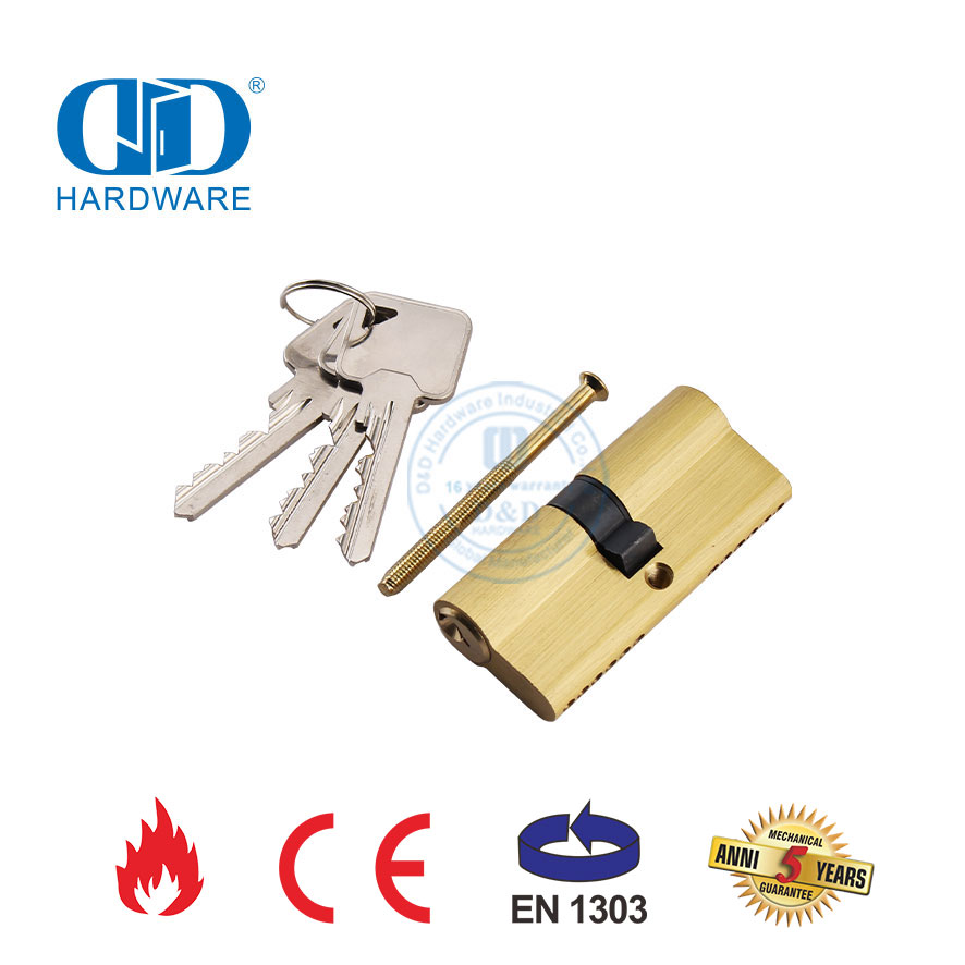 EN 1303 Satin Brass Euro Standard Universal Hardware Double Cylinder Lock-DDLC003-70mm-SB
