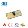 EN 1303 Polished Brass Double Key Lock Cylinder for Wooden Door-DDLC003-60mm-PB