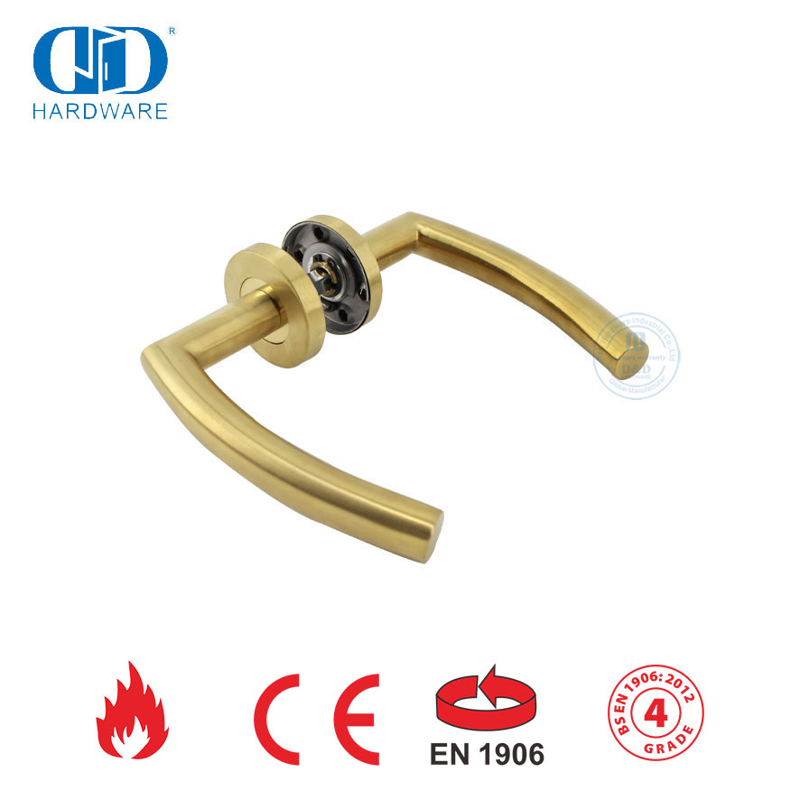 Stainless Steel Satin Brass Commercial External Door Lever Handles-DDTH011-SB