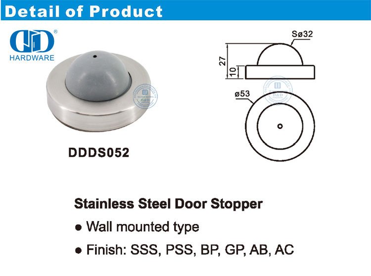 Wall Mounted Type Stainless Steel Door Stopper with Bedroom Door Door-DDDS052