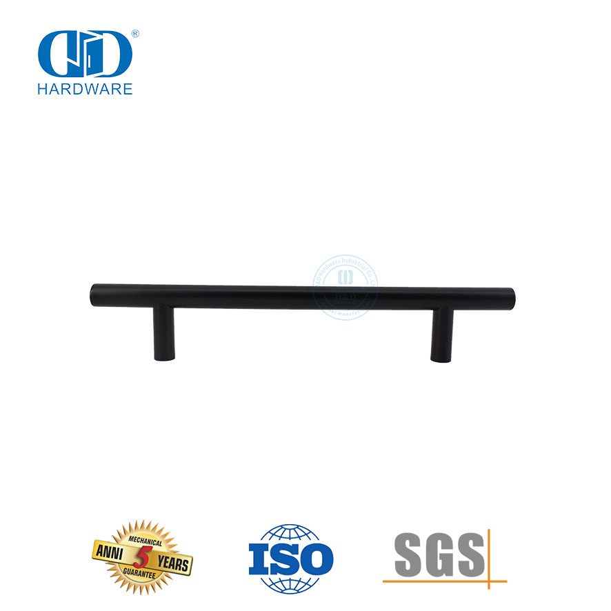 Black Luxury Furniture Hardware Stainless Steel Timber Door T Bar Hollow Pull Handle-DDPH031-MB