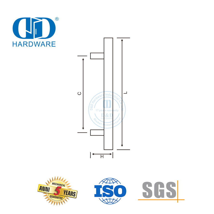 Brilliance Modern Simple Stainless Steel Pull Handle for Bathroom Glass Door-DDPH016-A Φ25-MB