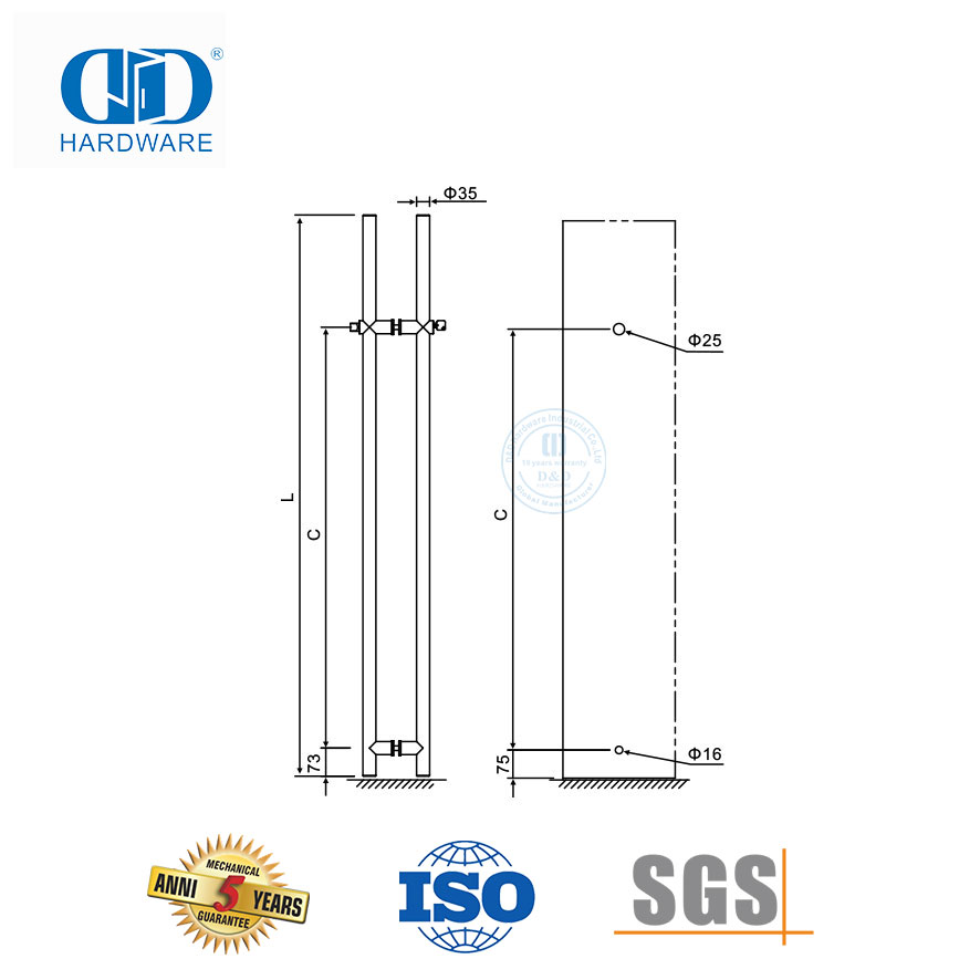 Modern Design Stainless Steel Locking Ladder Pulls Handle for Home And Hotel Use-DDPH039