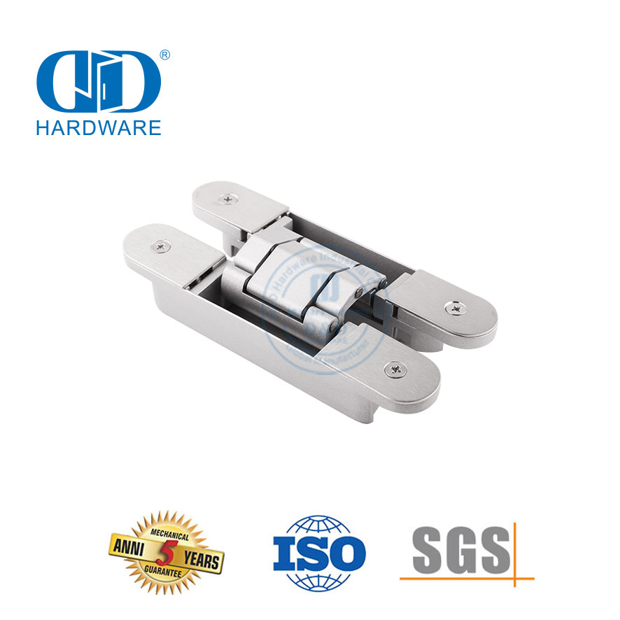 Zinc Alloy Hinge 3D Invisible Hidden Hardware Soft Closing Heavy Duty Butt Commercial Inside Outer Door Hinge-DDCH008-G80
