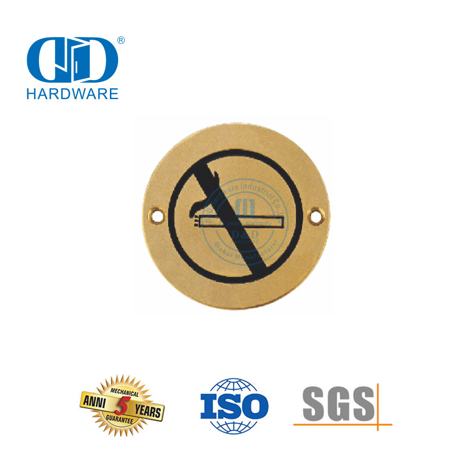 Stainless Steel No Smoking Round Type Sign Plate Warning Sign Public Hollow Metal Door Signature Plate-DDSP008