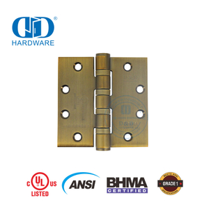 BHMA UL Certificate Fire Rated ANSI Ball Bearing Antique Brass Heavy Duty Soft Close Metal Wooden Door Hinge -DDSS001-ANSI-1-4.5x4.5x4.6mm