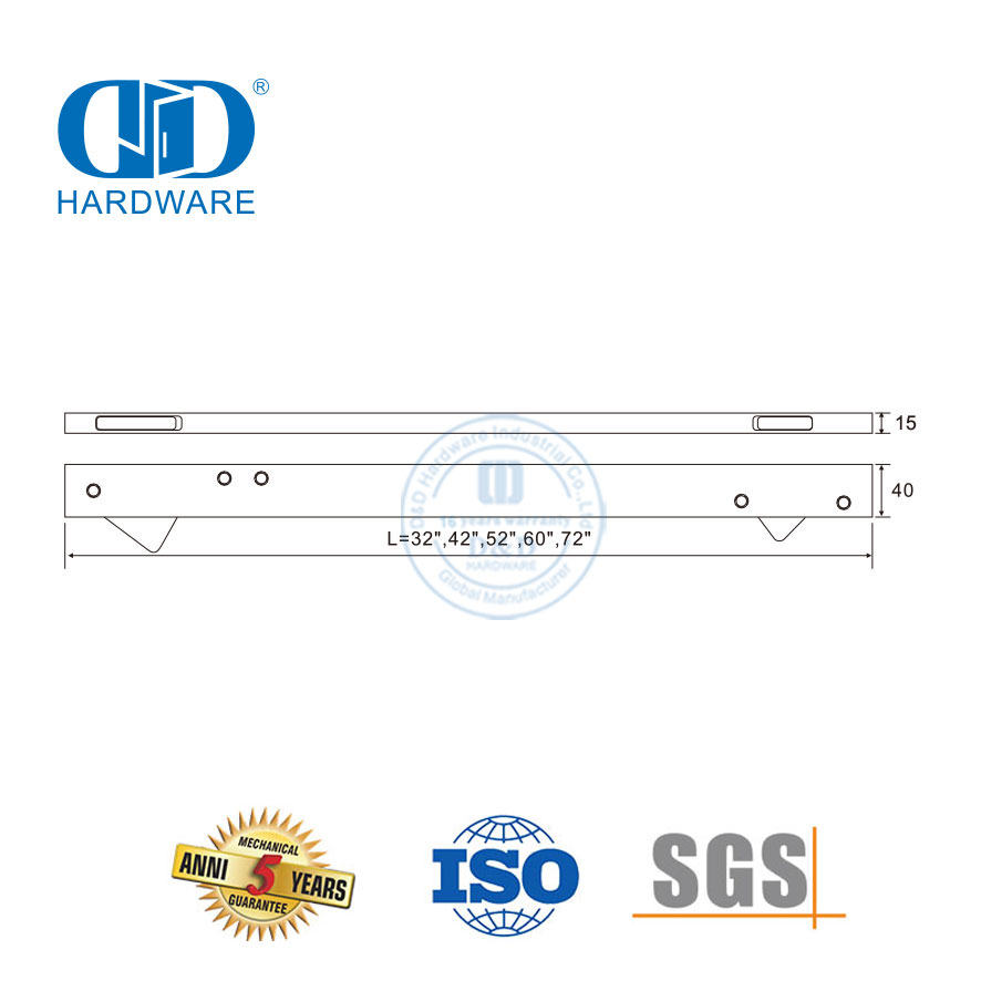 American Standard Stainless Steel Fire Rated Heavy Duty Adjustable Without Remote Control Selector Door Coordinator For School Hotel Door-DDDR003