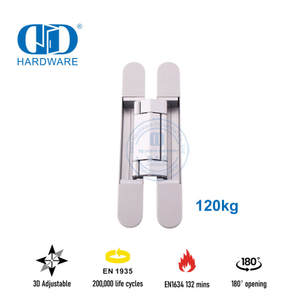 China Supply Zinc Alloy 3D Concealed Hidden Cross Soft Closing Quiet Adjusting 180 Degree Commercial Steel Timber Hinge-DDCH008-G120