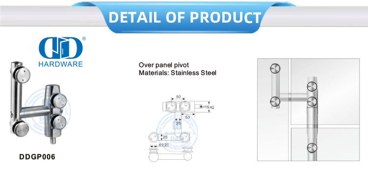 Stainless Steel Glass Door Pivot Furniture Accessory Upper Pivot Sliding Door Hardware-DDGP006
