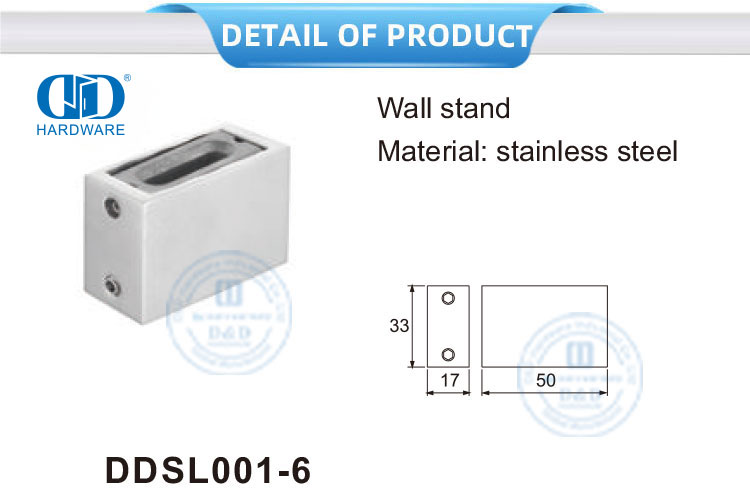 Stainless Steel Glass Hardware Sliding Door Hardware Wall Stand-DDSL001-6
