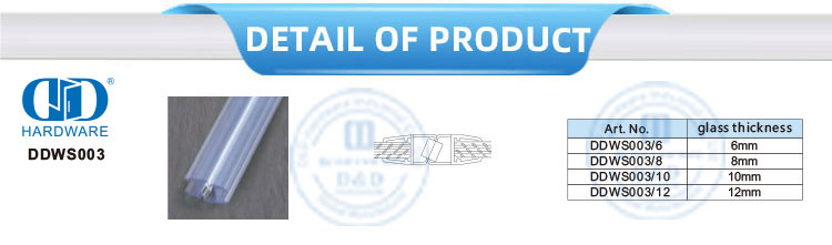 Rubber Seal Strip Glass Door Accessories Shower Door Sliding Glass Door Bathroom PVC Waterproof Seal Strip-DDWS003