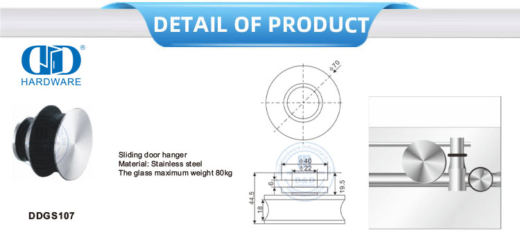 Stainless Steel Sliding Door Hardware Building Hardware Door Hardware Glass Fitting For Bathroom Door-DDGS108