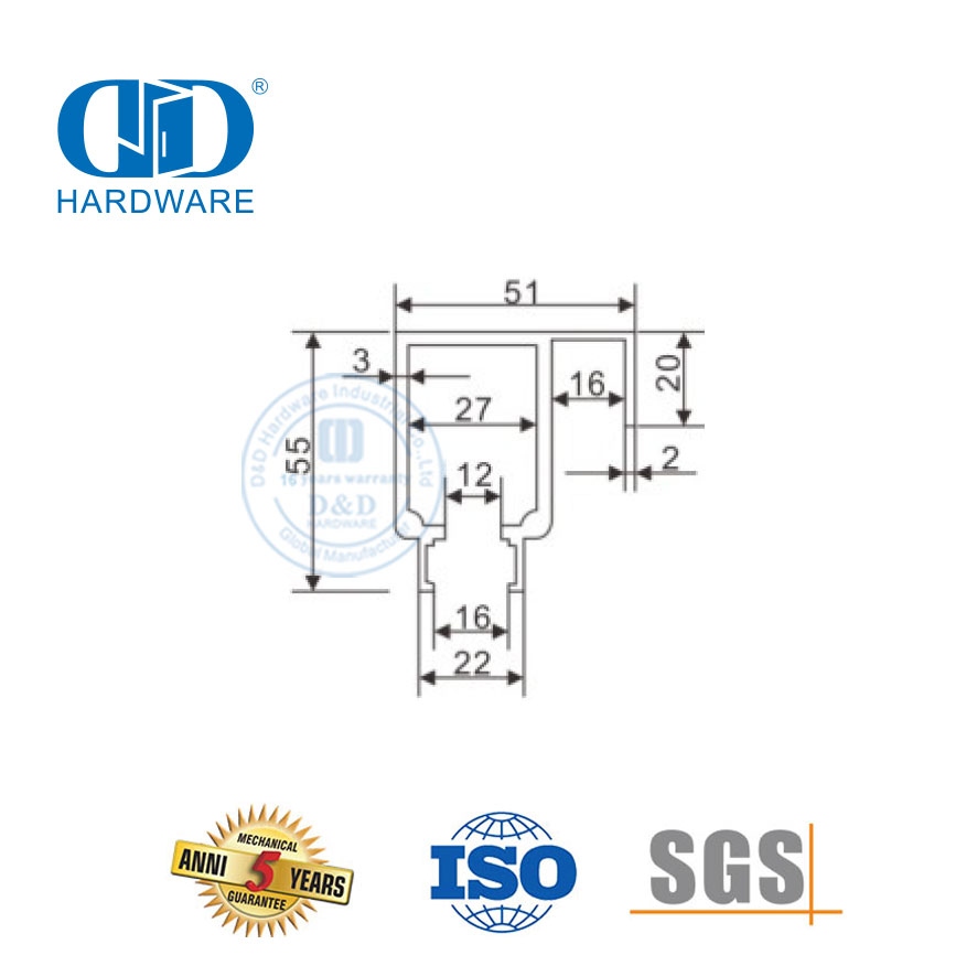 Hotel Office Building Hardware Stainless Steel Iron Glass Hardware Sliding Door Tube For Bathroom-DDGS144