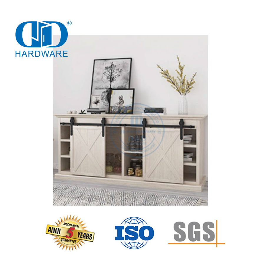 Stainless Steel Building Hardware Black Mini Sliding Barn Wooden Door Hardware For Cabinet and TV Stand-DDBD031