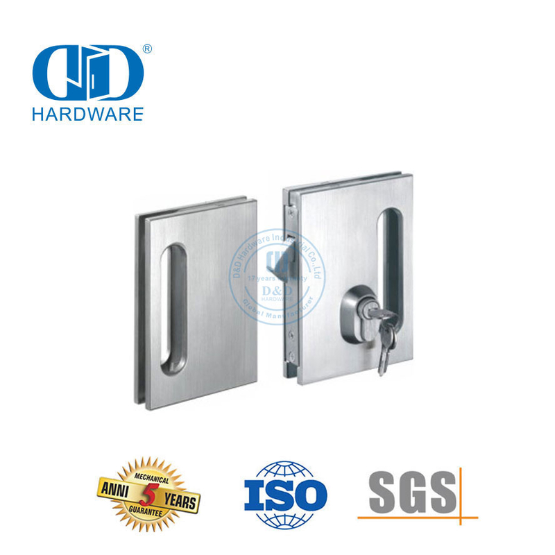 Stainless Steel Square Glass Sliding Door Lock Key Handle Lock Door Fitting-DDGL003