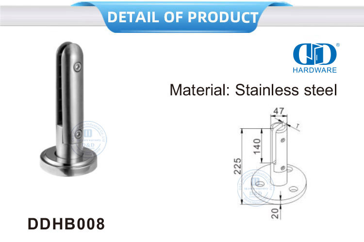 Stainless Steel Frameless Glass Balustrade Post Balustrade Railing Glass Clamp Spigot Handrail Wall Bracket-DDHB008