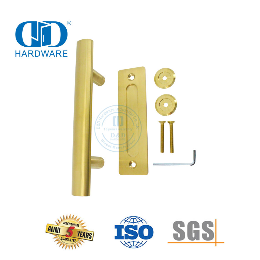 Stainless Steel Wooden Door Double Side Barn Door Handle Commercial Application Hollow Lever Handle-DDBD101 SB