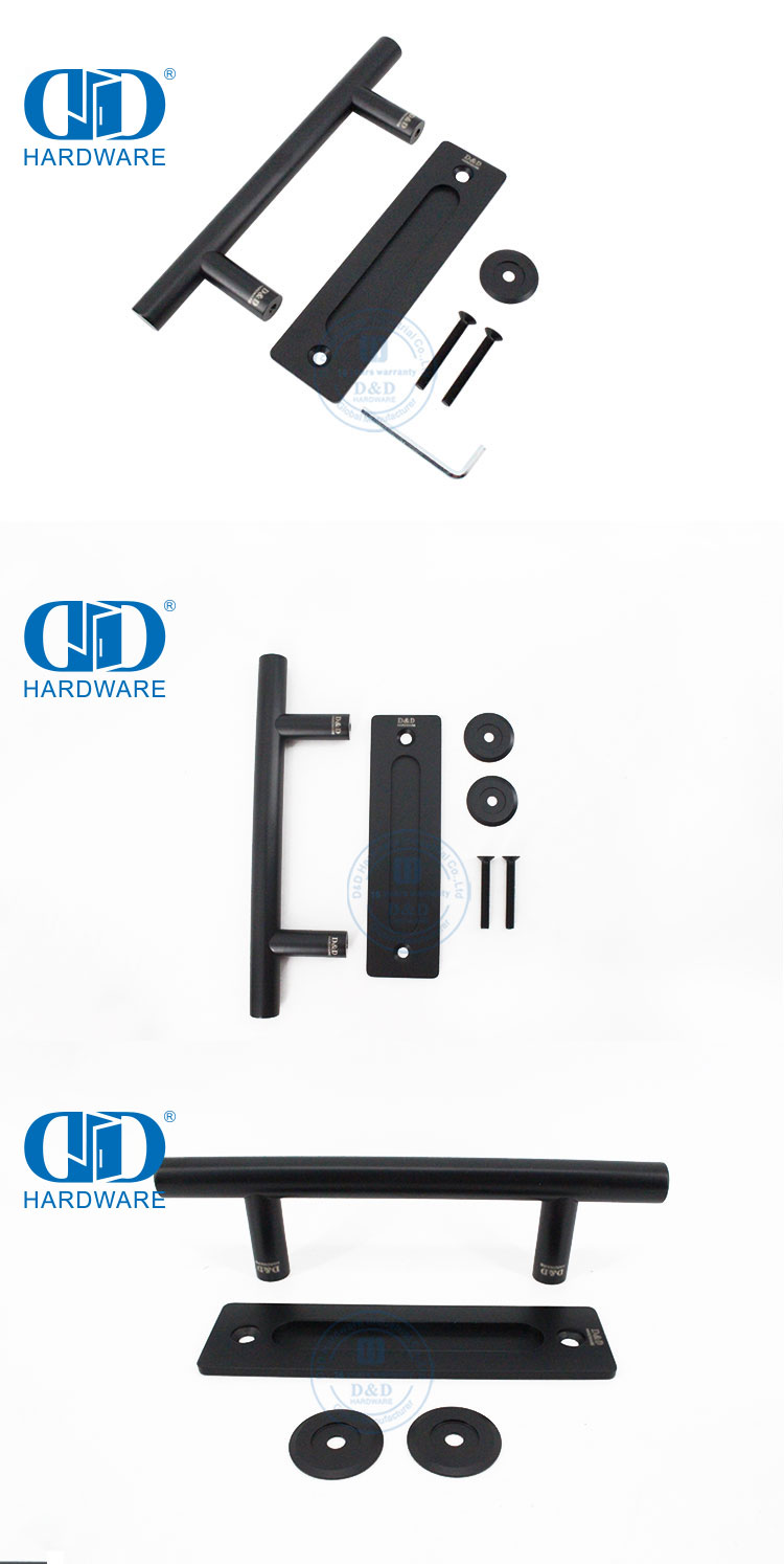 Black Stainless Steel Sliding Double Side Heavy Duty Barn Door Handle Construction Hardware-DDBD102 Black