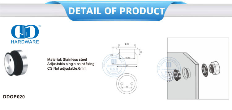Wholesale Stainless Steel Sliding Door Hardware Rollers Glass Piont Fitting Furniture Hardware-DDGP020