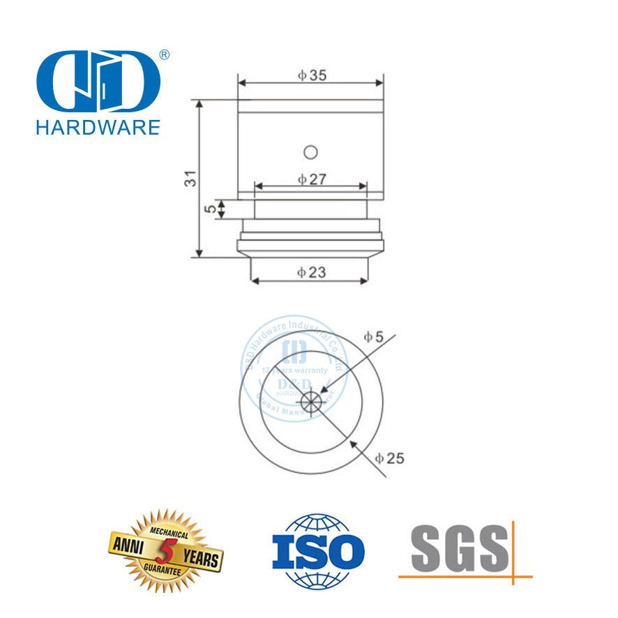 Stainless Steel Glass Door Fitting Single Point Fixing Sliding Door Hardware Glass Door Pivot-DDGP025