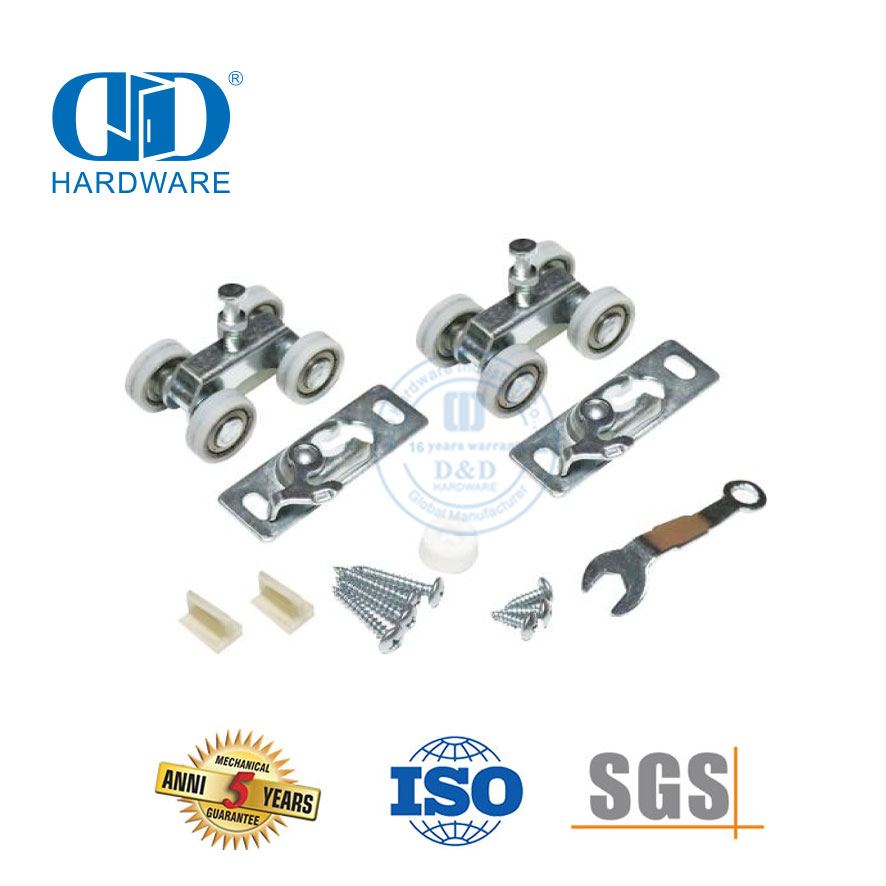 Stainless Steel Flat Four Wheel Roller Barn Wood Door Hardware Bypass Barn Door Hardware Building Hardware-DDBD055