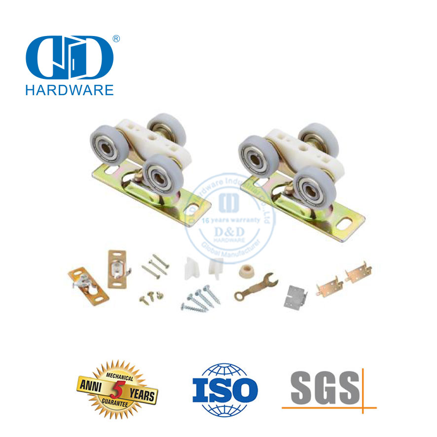 Stainless Steel Plastic Flat Three Wheel Roller Sliding Barn Door Hardware Kits Furniture Hardware-DDBD053