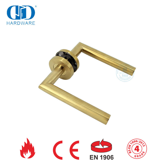 Satin Brass EN 1906 Door Lock Security Accessories Golden Lever Handles-DDTH003-SB