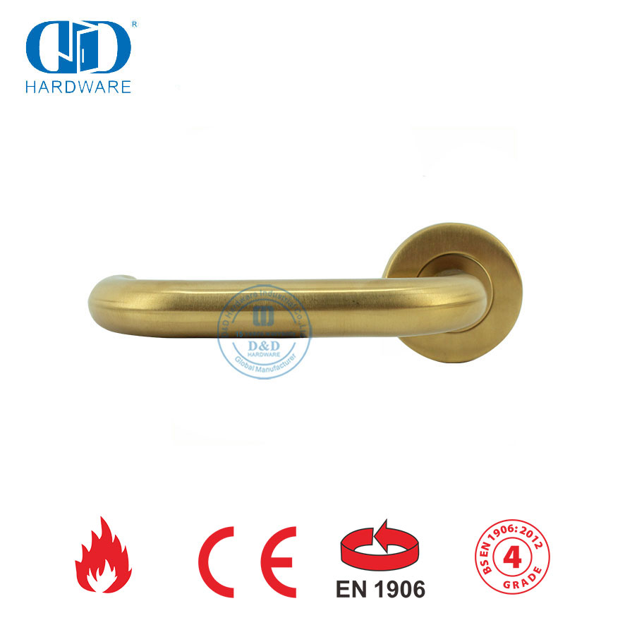 Customized Decorative Hardware EN 1906 Satin Brass Entrance Door Handles-DDTH001-SB