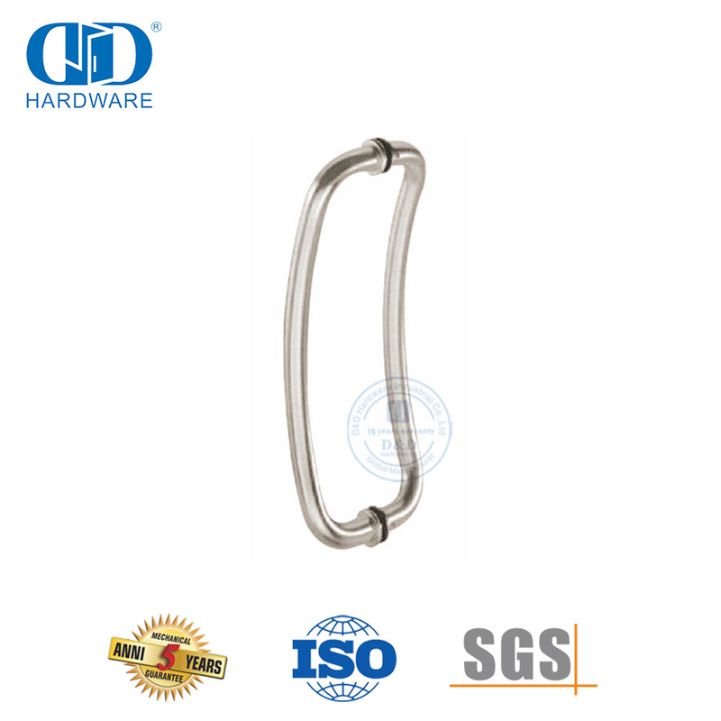 Brushed Nickel Stainless Steel Crescent Curved Glass Door Pull Handles-DDPH004