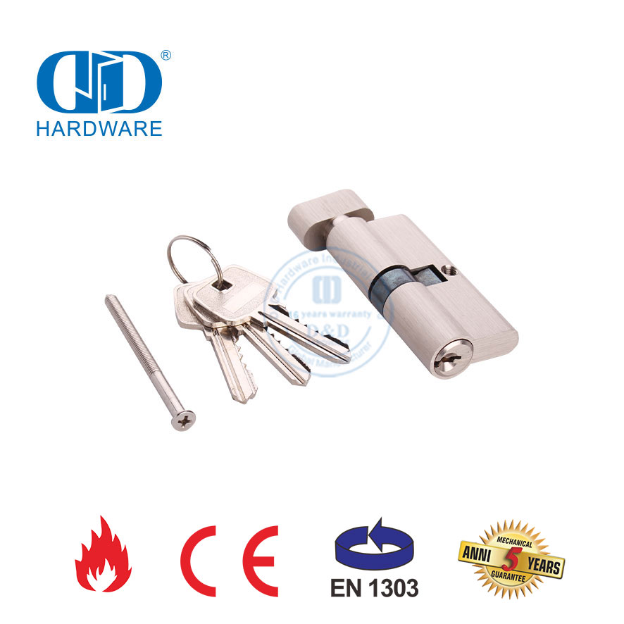 EN 1303 Satin Nickel Solid Brass Thumb Turn Lock Cylinder-DDLC004-70mm-SN