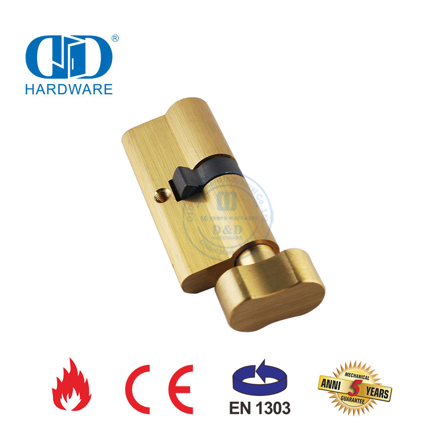 Satin Brass Bathroom Mortise Lock Cylinder with EN 1303 Certification-DDLC007-70mm-SB