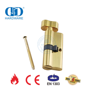 Polished Brass EN 1303 European Style Bathroom Door Lock Cylinder-DDLC007-70mm-PB