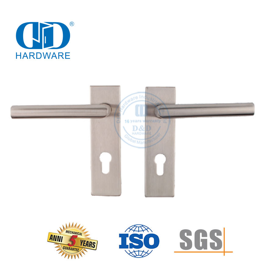 Silent Split Door Lock Living Room Wooden Door Lever Handle with Rectangel Plate -DDTP009