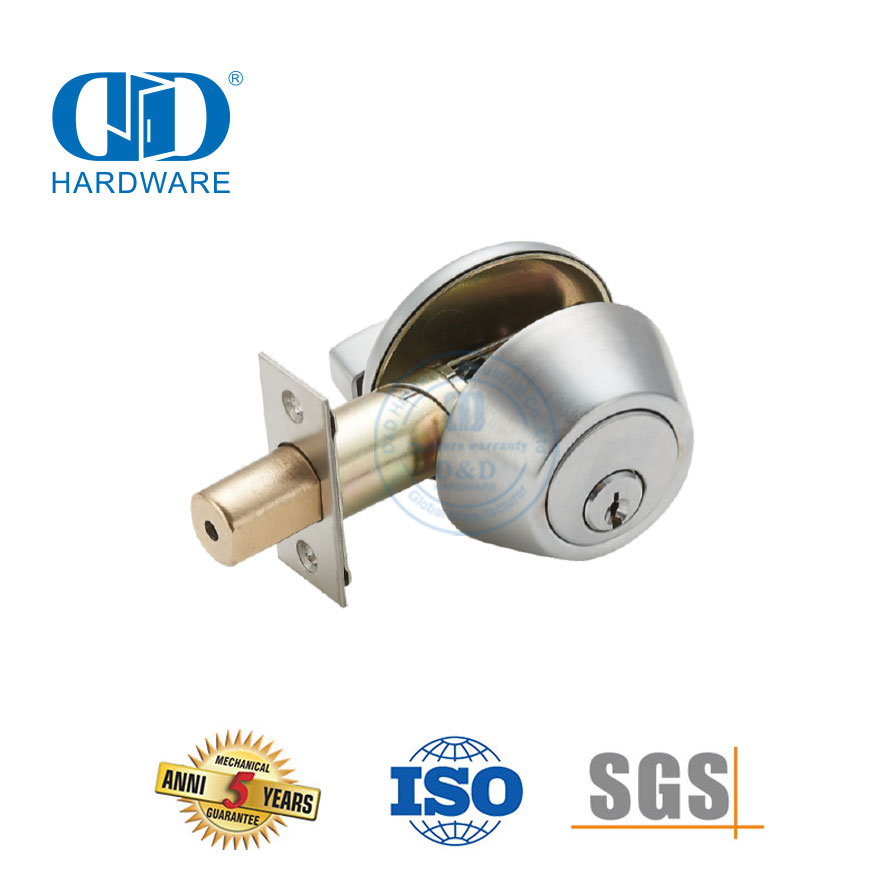 Heavy Duty Single Cylinder Deadbolt Outside Thunm Turn Inside Brass Adjustable Lockable Knob Lockset For Internal Front Door-DDLK027