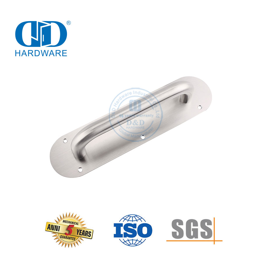 Stainless Steel Pull Handle With Plate Decorative Door Fittings Sign Plate Commercial Wooden Interior Door Pull Handle-DDPH022