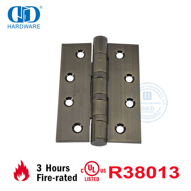 Stainless Steel Wardrobe Closet Furniture Hardware Brass Fireproof American Standard UL BHMA Certificate Mortise Timber Metal Door Hinge-DDSS003-FR-4X3X3mm