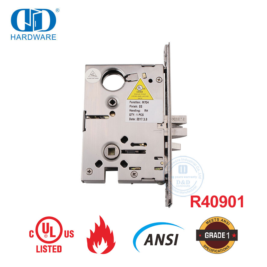UL Listed Fire Rated American Stainless Steel Security Door Lock Body Mortise Lock Interior Door -DDAL04