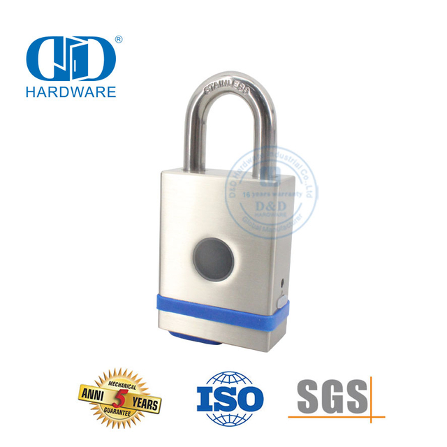 Anti-rust Stainless Steel Brass App Unlock Fingerprint USB Charging Smart Management Exterior Inward Door Padlock-DDPL0010-55mm