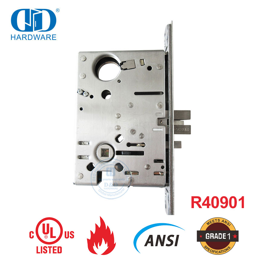 Multifunction UL Listed American Stainless Steel Safety Cylinder Furniture Hardware Wooden Metal Door Mortise Lock-DDAL07