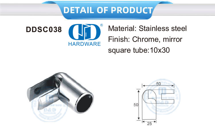 Stainless Steel Hand Rail Clip Connector Fittings Glasss Shower Hardware Commercial Shower Cubicle System-DDSC038