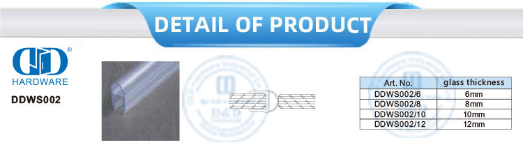Glass Hardware Fittings Shower Sliding Door Bathroom PVC Rubber Waterproof Seal Strip-DDWS002