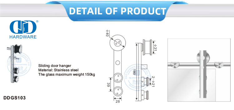 Hardware Supplier Stainless Steel Glass Hardware Bathroom Accessories Sliding Door Hanging Roller For Bathroom-DDGS103
