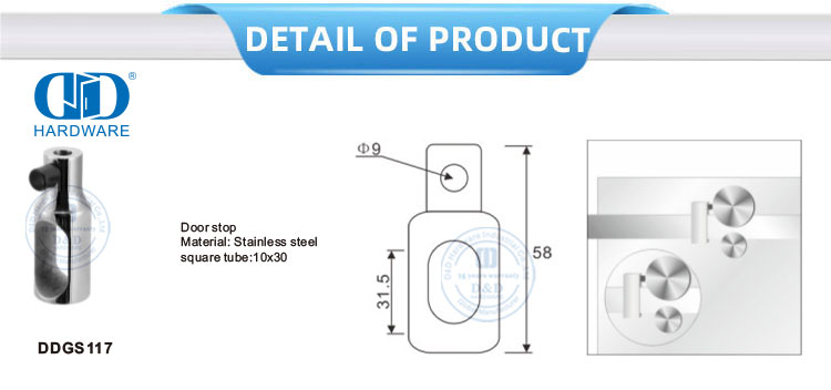 Door Stop Stainless Steel Shower Door Roller Glass Sliding Door Roller Glass Door Fitting For Bathroom Washroom-DDGS117