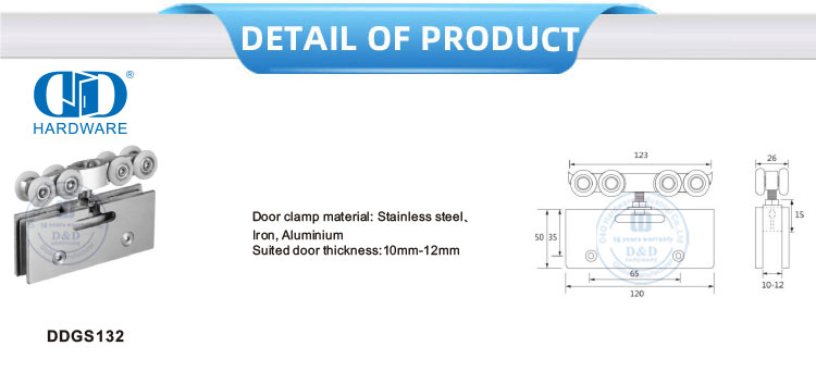 Door Clamp Stainless Steel Iron Sliding Door Hanging Roller Furniture Accessories For Sliding Double Door-DDGS132